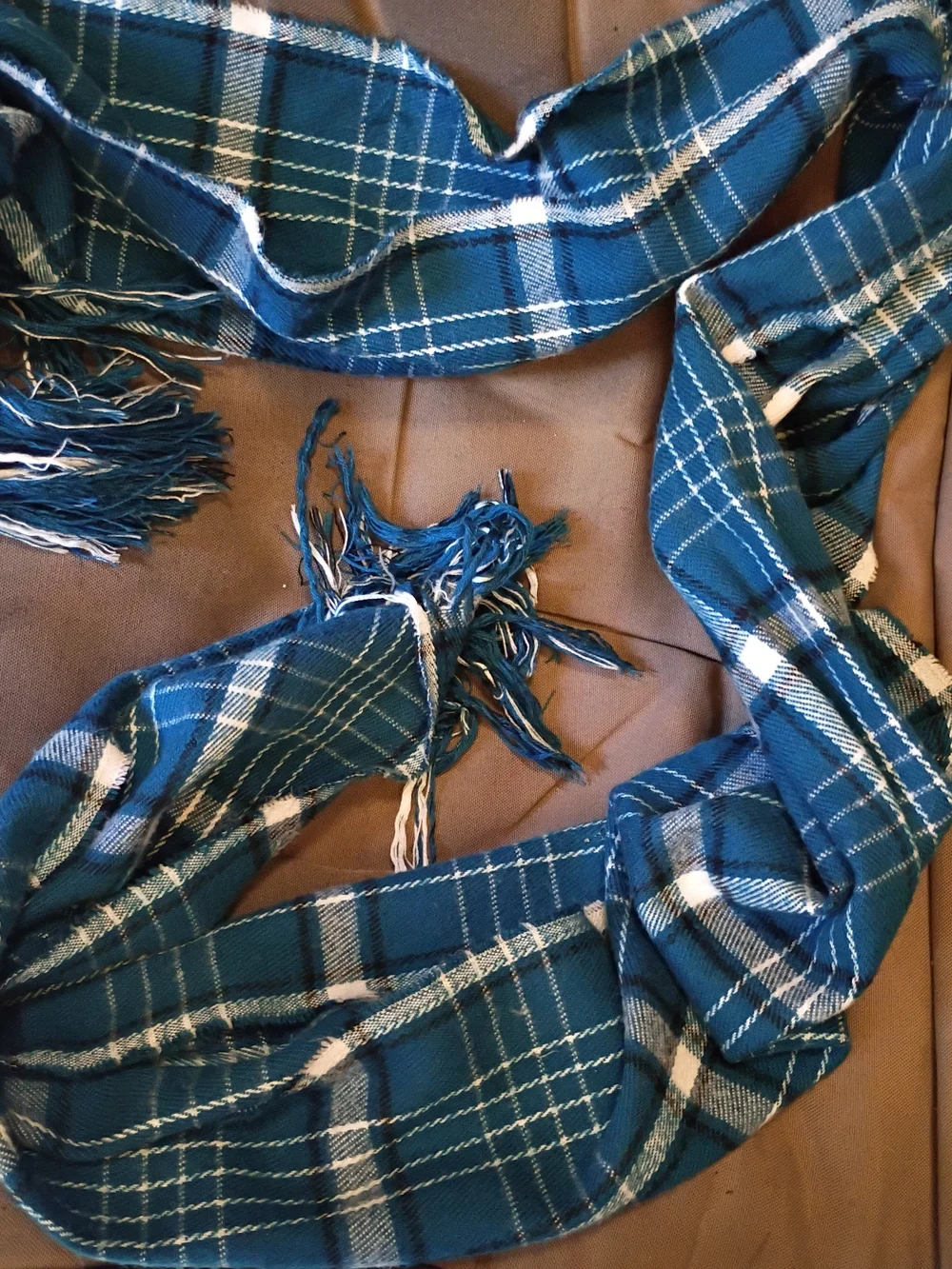 Blue Plaid Fringe Scarf - Women's Cozy Wrap